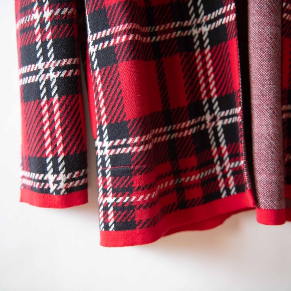 Lands' End Plaid Tartan Open Front Knit Cotton Cardigan - Picture 3 of 10